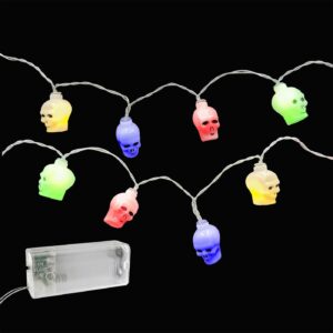 20 Λαμπάκια LED Μπαταρίας Νεκροκεφαλές Πολύχρωμα με Controller IP20 2