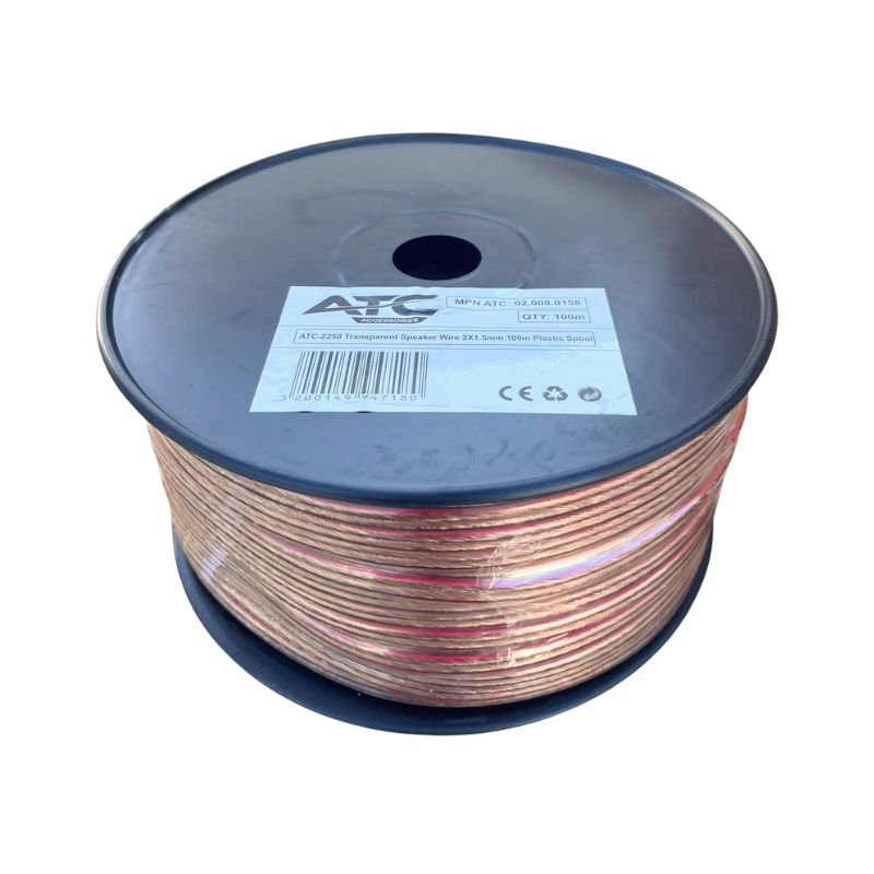 ATC-2250 Στροφείο Καλώδιο Ηχείου Διαφανές 2x1,5mm 100m ATC-2250 Στροφείο Καλώδιο Ηχείου Διαφανές 2x1