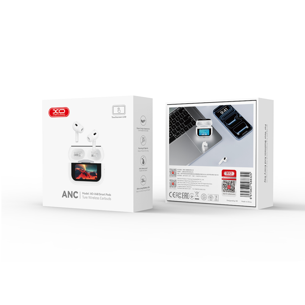 XO X48 Smart TWS Ακουστικά 5ης Γενιάς ANC με Οθόνη Λευκά XO X48 Smart TWS Ακουστικά 5ης Γενιάς ANC με Οθόνη Λευκά - Image 2