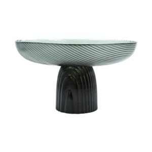 ΓΥΑΛΙΝΗ ΔΙΑΚΟΣΜΗΤΙΚΗ ΠΙΑΤΕΛΑ Fylliana FL1730 ΗΜΙΔΙΑΦΑΝΟ ΓΚΡΙ-ΜΑΥΡΟ ΧΡΩΜΑ 30x17εκ