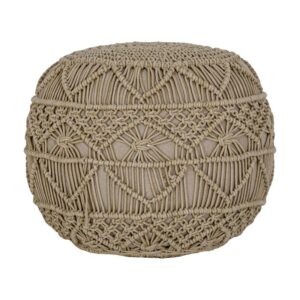 ΔΙΑΚΟΣΜΗΤΙΚΟ ΠΟΥΦ ΜΑΚΡΑΜΕ Fylliana ΜΠΕΖ ΧΡΩΜΑ 45x45x40εκ