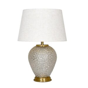 ΕΠΙΤΡΑΠΕΖΙΑ ΛΑΜΠΑ Fylliana FL25195 ΜΕΤΑΛΛΟ-ΓΥΑΛΙ ΧΡΥΣΟ-ΕΚΡΟΥ/ΜΠΕΖ ΧΡΩΜΑ Ε27 38x55εκ