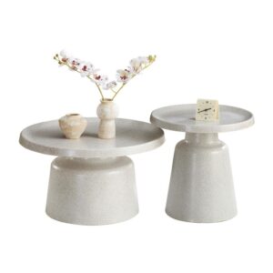 ΣΕΤ 2 ΤΡΑΠΕΖΑΚΙΑ ΣΑΛΟΝΙΟΥ Fylliana FL830 ΜΠΕΖ ΧΡΩΜΑ 50x47εκ & 70x39εκ