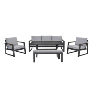 ΣΕΤ ΣΑΛΟΝΙ ΕΞΟΧΗΣ 5 ΤΕΜΑΧΙΩΝ Fylliana "Maya" ΣΚΟΥΡΟ ΓΚΡΙ ΧΡΩΜΑ