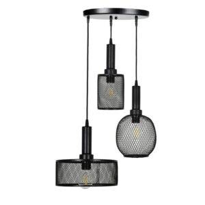 ΤΡΙΦΩΤΟ ΜΕΤΑΛΛΙΚΟ ΦΩΤΙΣΤΙΚΟ ΟΡΟΦΗΣ Fylliana ΜΕ ΚΑΠΕΛΟ ΠΛΕΓΜΑ ΜΑΥΡΟ ΧΡΩΜΑ Ε27