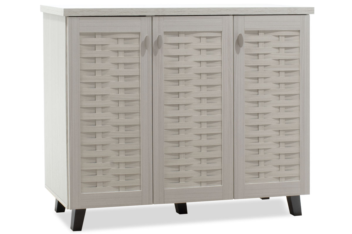 Παπουτσοθήκη-ντουλάπι MANTAM pakoworld 16 ζεύγων χρώμα λευκό-γκρι 115,5x40x92εκ 5x40x92εκ