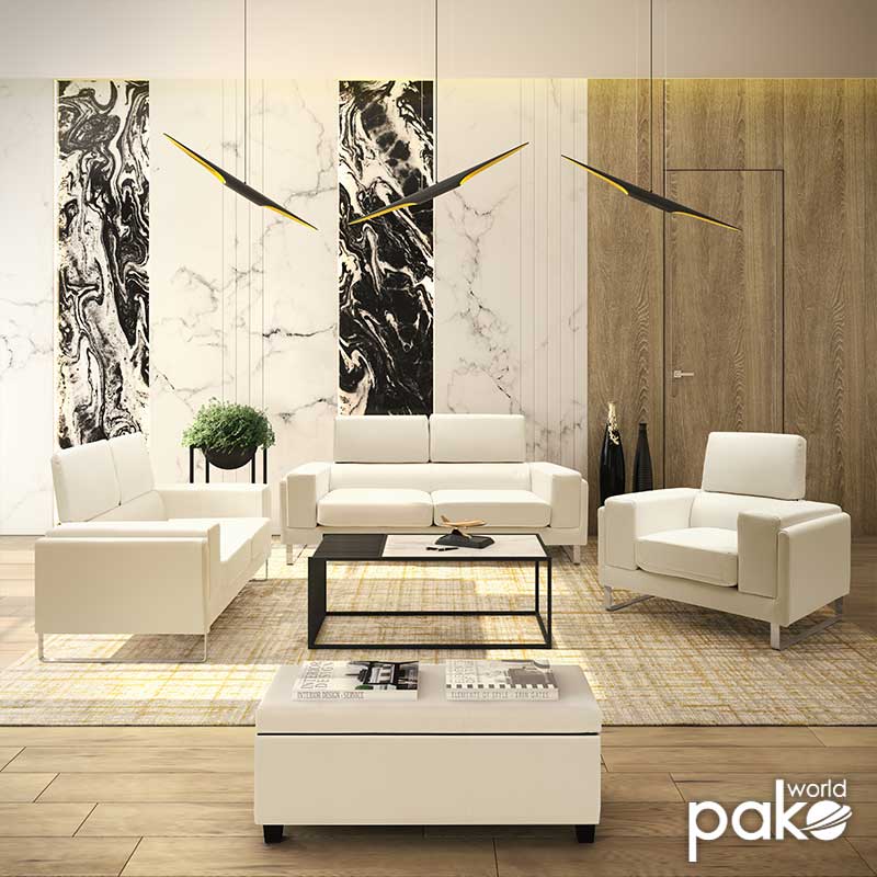 Καναπές Shea pakoworld 3θέσιος PU ivory-inox 198x80x87εκ Καναπές Shea pakoworld 3θέσιος PU ivory-inox 198x80x87εκ - Image 2