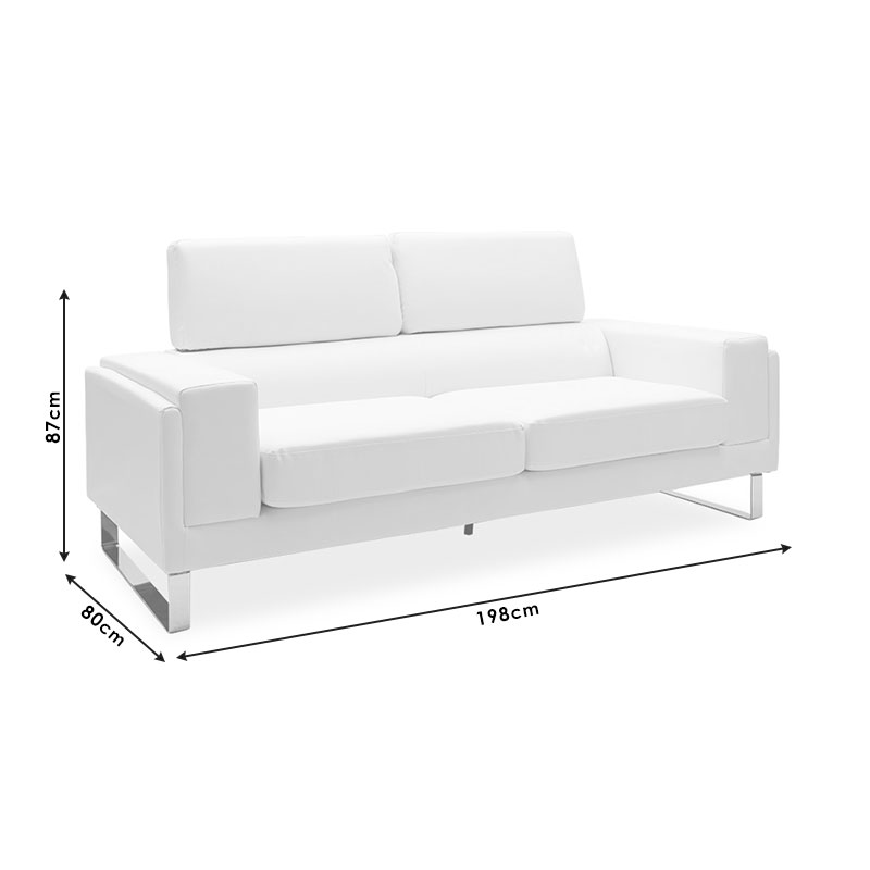 Καναπές Shea pakoworld 3θέσιος PU ivory-inox 198x80x87εκ Καναπές Shea pakoworld 3θέσιος PU ivory-inox 198x80x87εκ - Image 7