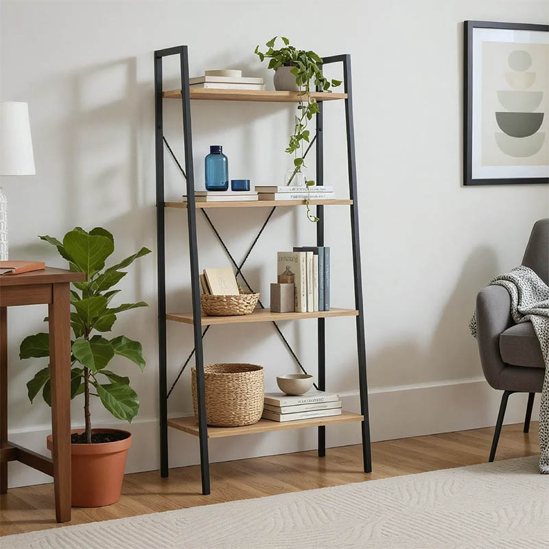 Βιβλιοθήκη- Ραφιέρα Ramon pakoworld φυσικό-μαύρο 60x23x145,5εκ Βιβλιοθήκη- Ραφιέρα Ramon pakoworld φυσικό-μαύρο 60x23x145