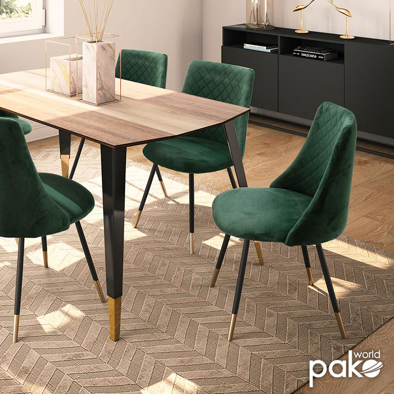 Καρέκλα Giselle pakoworld βελούδο σκούρο πράσινο-μαύρο χρυσό πόδι Καρέκλα Giselle pakoworld βελούδο σκούρο πράσινο-μαύρο χρυσό πόδι - Image 2