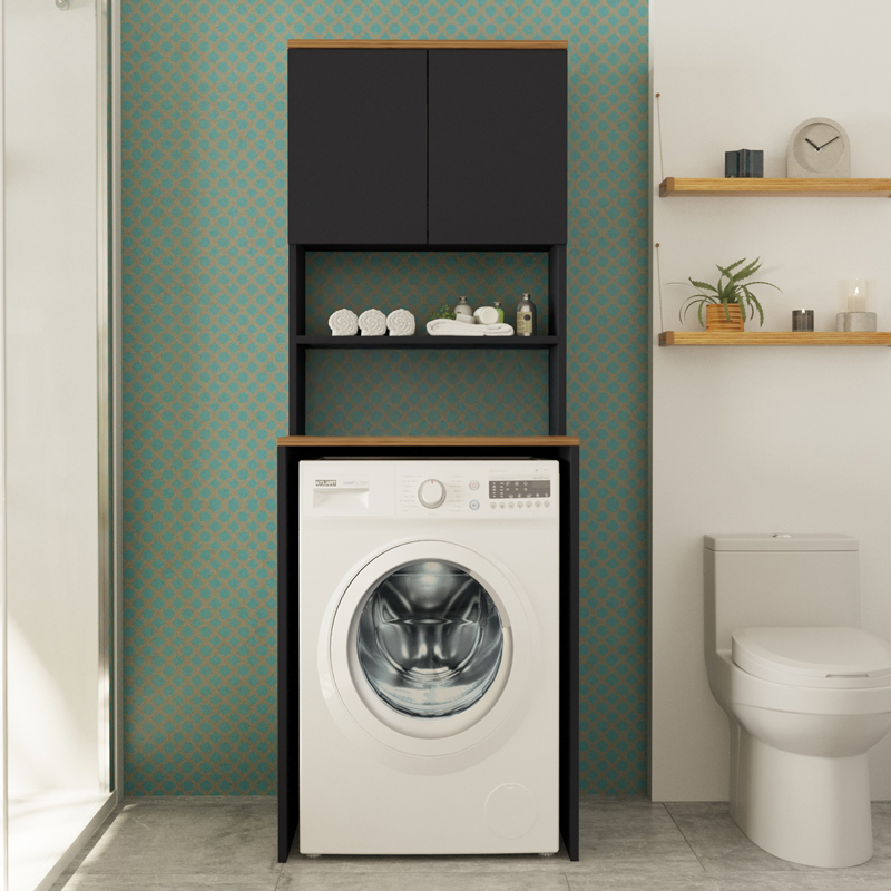 Έπιπλο πλυντηρίου Rano pakoworld ανθρακί-sonoma 65x60x184εκ Έπιπλο πλυντηρίου Rano pakoworld ανθρακί-sonoma 65x60x184εκ - Image 3