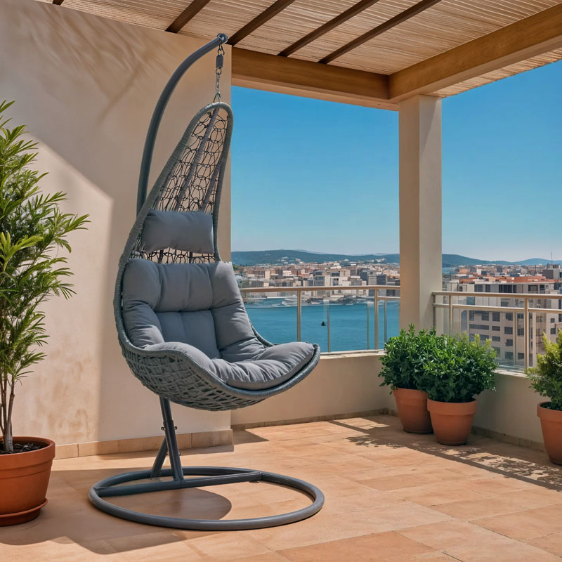 Κούνια Soleil pakoworld κρεμαστή μέταλλο-pp-μαξιλάρι γκρι 103x83x200εκ Κούνια Soleil pakoworld κρεμαστή μέταλλο-pp-μαξιλάρι γκρι 103x83x200εκ - Image 2