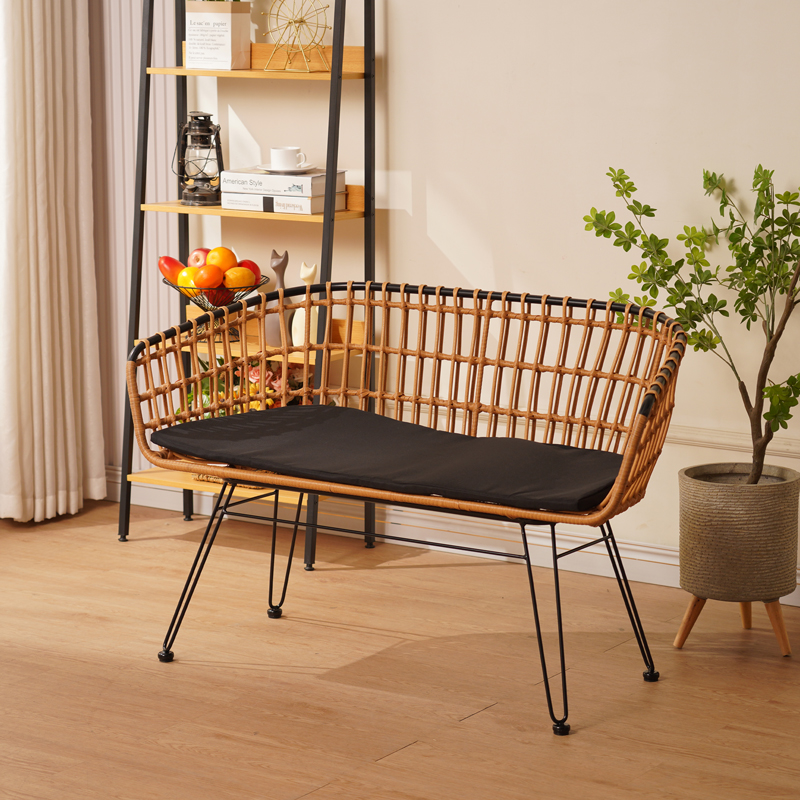 Καναπές 2θέσιος Naoki pakoworld μέταλλο μαύρο-pe φυσικό 120x55x79εκ Καναπές 2θέσιος Naoki pakoworld μέταλλο μαύρο-pe φυσικό 120x55x79εκ - Image 3