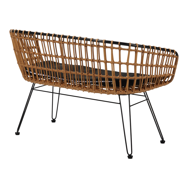 Καναπές 2θέσιος Naoki pakoworld μέταλλο μαύρο-pe φυσικό 120x55x79εκ Καναπές 2θέσιος Naoki pakoworld μέταλλο μαύρο-pe φυσικό 120x55x79εκ - Image 4