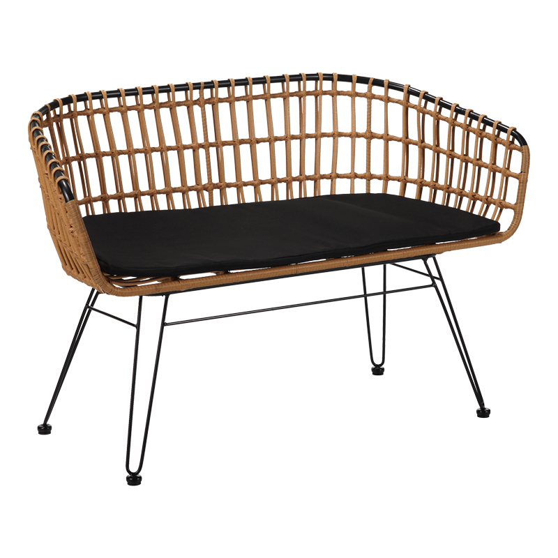 Καναπές 2θέσιος Naoki pakoworld μέταλλο μαύρο-pe φυσικό 120x55x79εκ Καναπές 2θέσιος Naoki pakoworld μέταλλο μαύρο-pe φυσικό 120x55x79εκ - Image 8