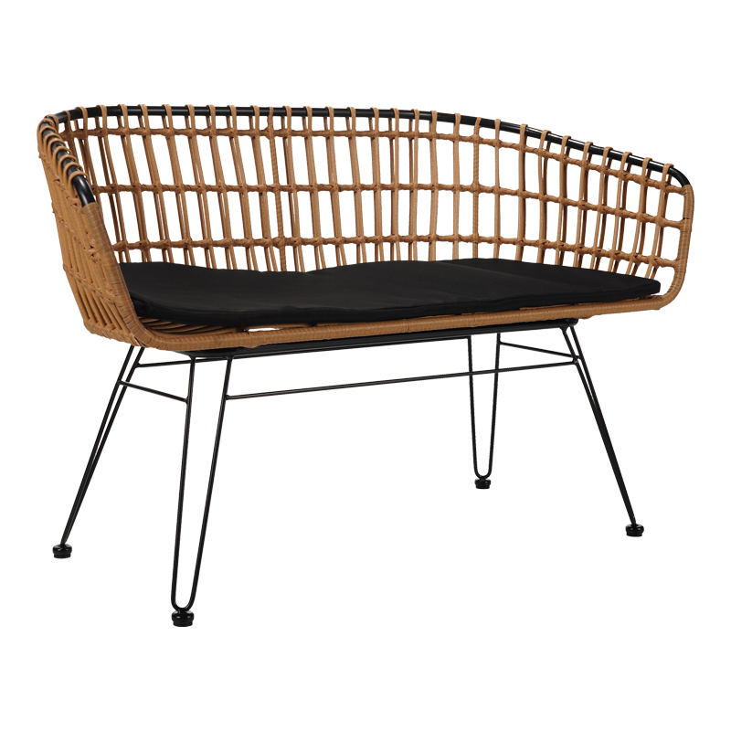 Καναπές 2θέσιος Naoki pakoworld μέταλλο μαύρο-pe φυσικό 120x55x79εκ Καναπές 2θέσιος Naoki pakoworld μέταλλο μαύρο-pe φυσικό 120x55x79εκ