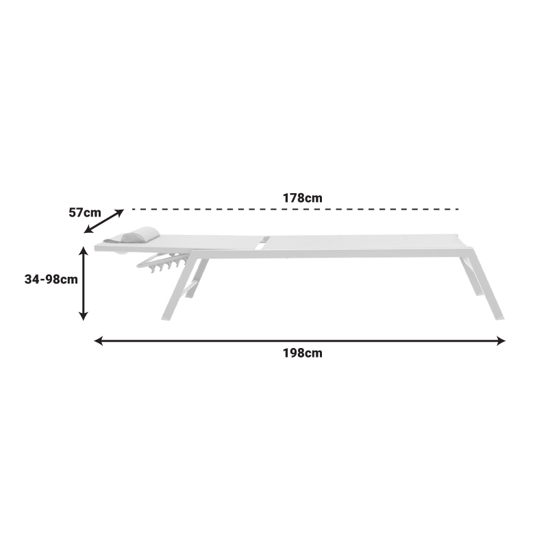 Ξαπλώστρα Kiara pakoworld αλουμίνιο λευκό-textilene μπεζ Ξαπλώστρα Kiara pakoworld αλουμίνιο λευκό-textilene μπεζ - Image 6