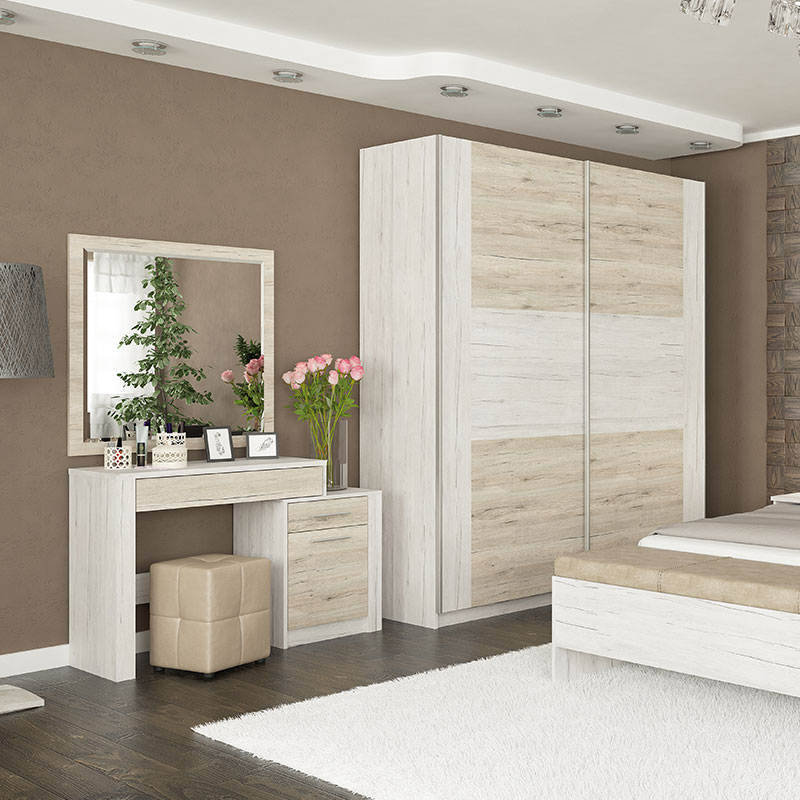 Τουαλέτα-καθρέπτης Neruda pakoworld λευκό antique-oak 114,5x39,5x76εκ 5x39