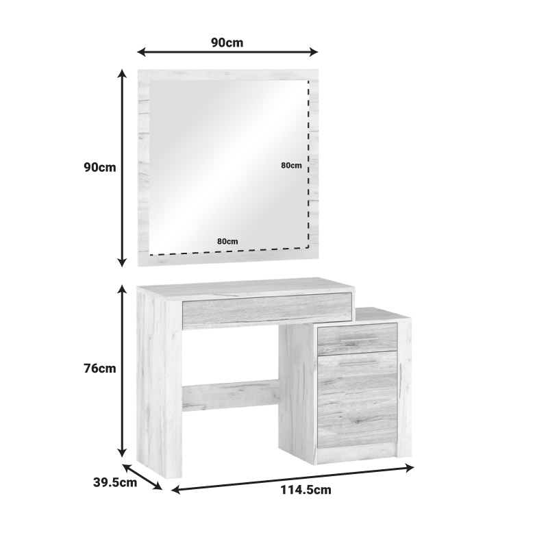 Τουαλέτα-καθρέπτης Neruda pakoworld λευκό antique-oak 114,5x39,5x76εκ Τουαλέτα-καθρέπτης Neruda pakoworld λευκό antique-oak 114,5x39,5x76εκ - Image 5