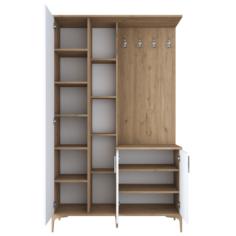 Έπιπλο εισόδου Zozmo pakoworld καρυδί-λευκό μελαμίνης 120x37.5x198.6εκ Έπιπλο εισόδου Zozmo pakoworld καρυδί-λευκό μελαμίνης 120x37.5x198.6εκ - Image 4