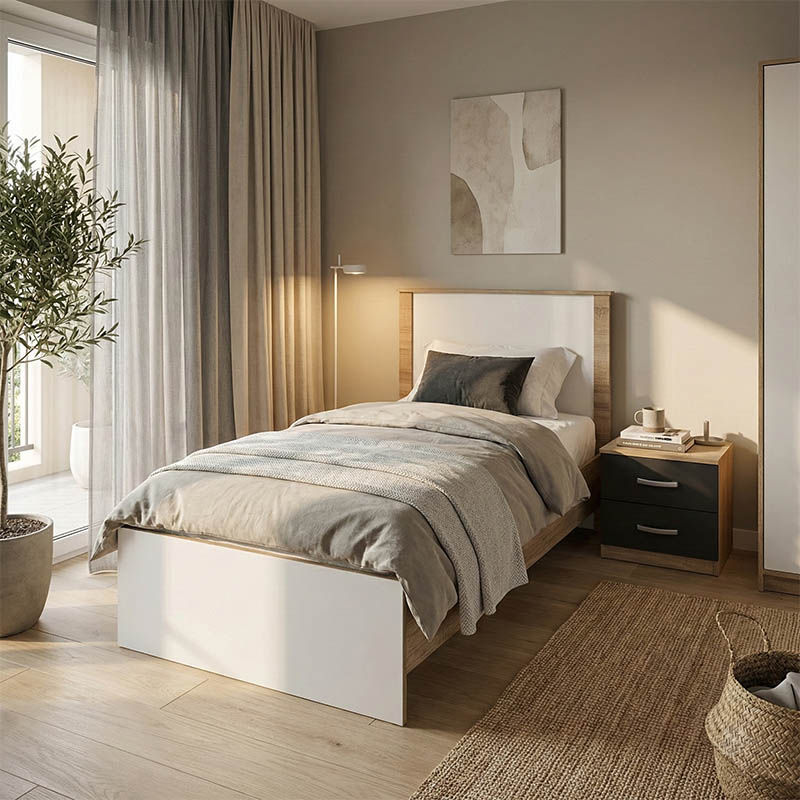 Σετ Κρεβατοκάμαρας Athos Sonoma Λευκό με Κρεβάτι 90x190εκ Σετ 2τεμ Σετ Κρεβατοκάμαρας Athos Sonoma Λευκό με Κρεβάτι 90x190εκ Σετ 2τεμ