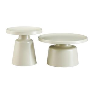 ΣΕΤ 2 ΤΡΑΠΕΖΑΚΙΑ ΣΑΛΟΝΙΟΥ Fylliana FL830 ΚΡΕΜ ΧΡΩΜΑ 50x47εκ & 70x39εκ