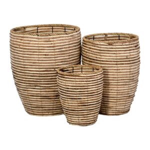 ΣΕΤ 3 ΨΑΘΙΝΑ ΚΑΣΠΩ Fylliana FL24008 ΚΑΦΕ-ΜΠΕΖ ΧΡΩΜΑ 40x40x49εκ 32x32x44εκ 25x25x30εκ